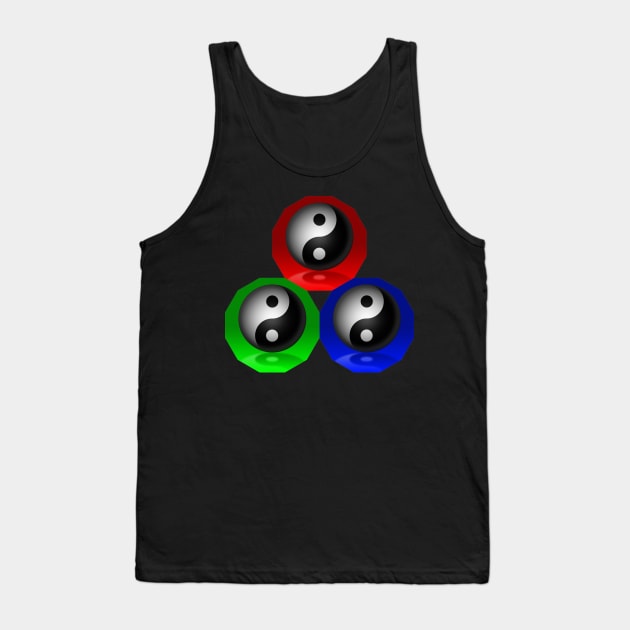 Yin Yang Triangle - Red, Blue and Green Tank Top by The Black Panther